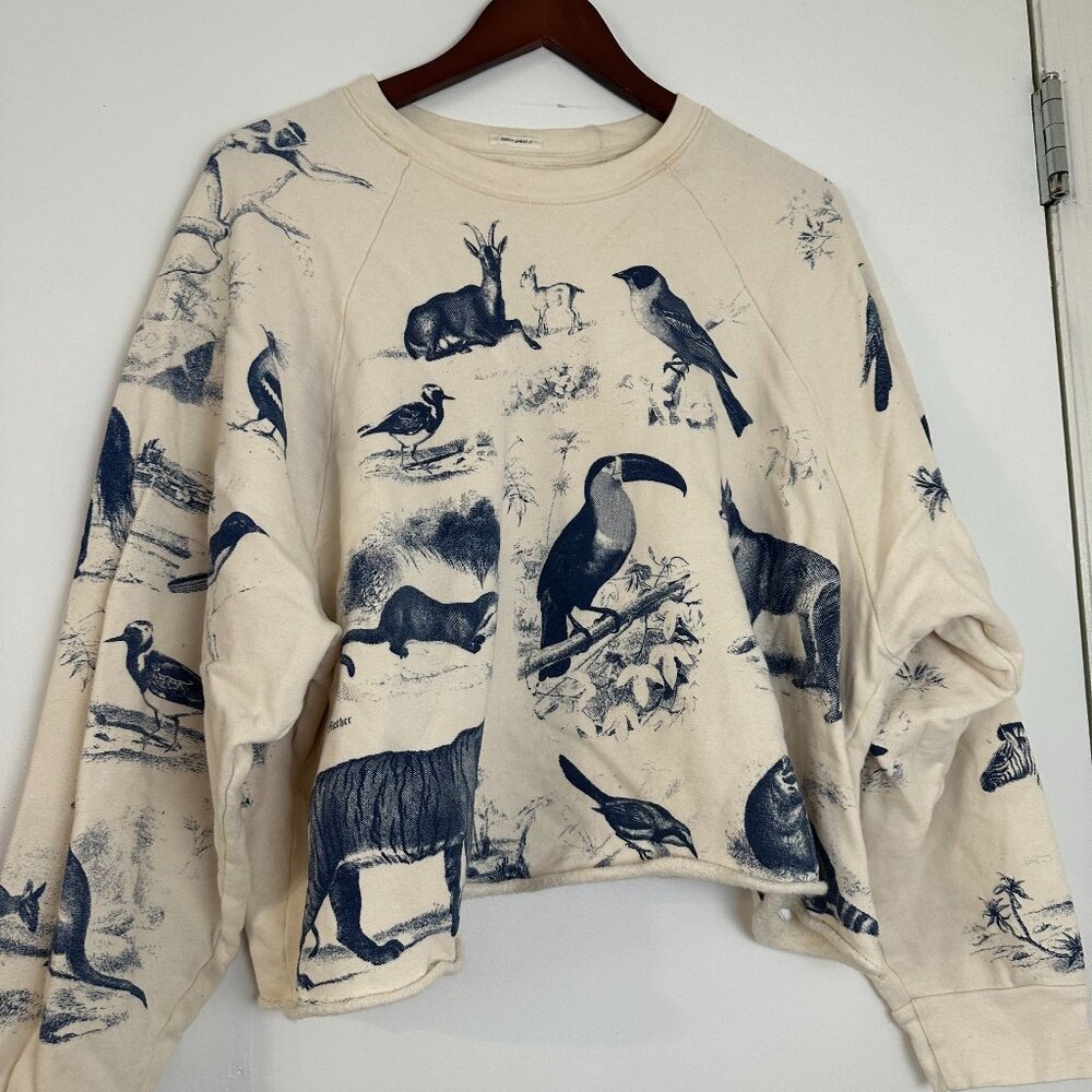 MOTHER animal print cropped 100% cotton sweatshirt